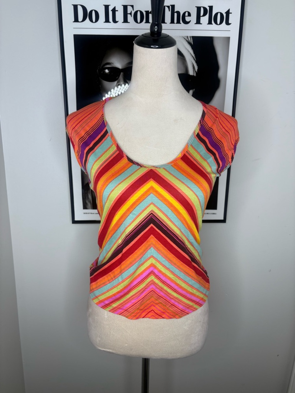 Chevron Scoop Neck Tank Top - Multicolor